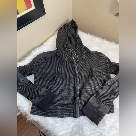 Free People One Mason Charcoal Grey Hoodie small - Picture 5 of 12